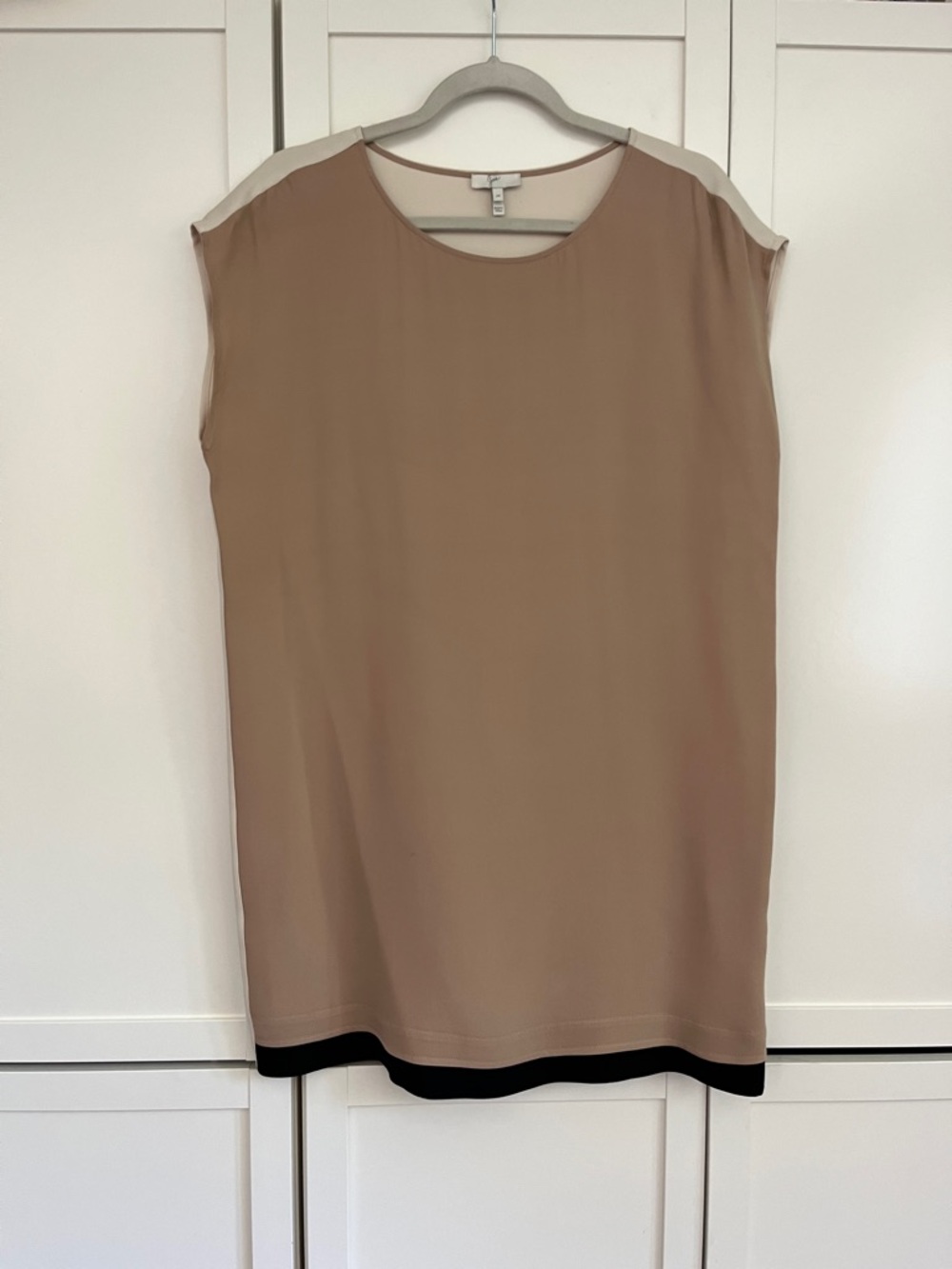 Joie Taupe Dress with Cream Neckline